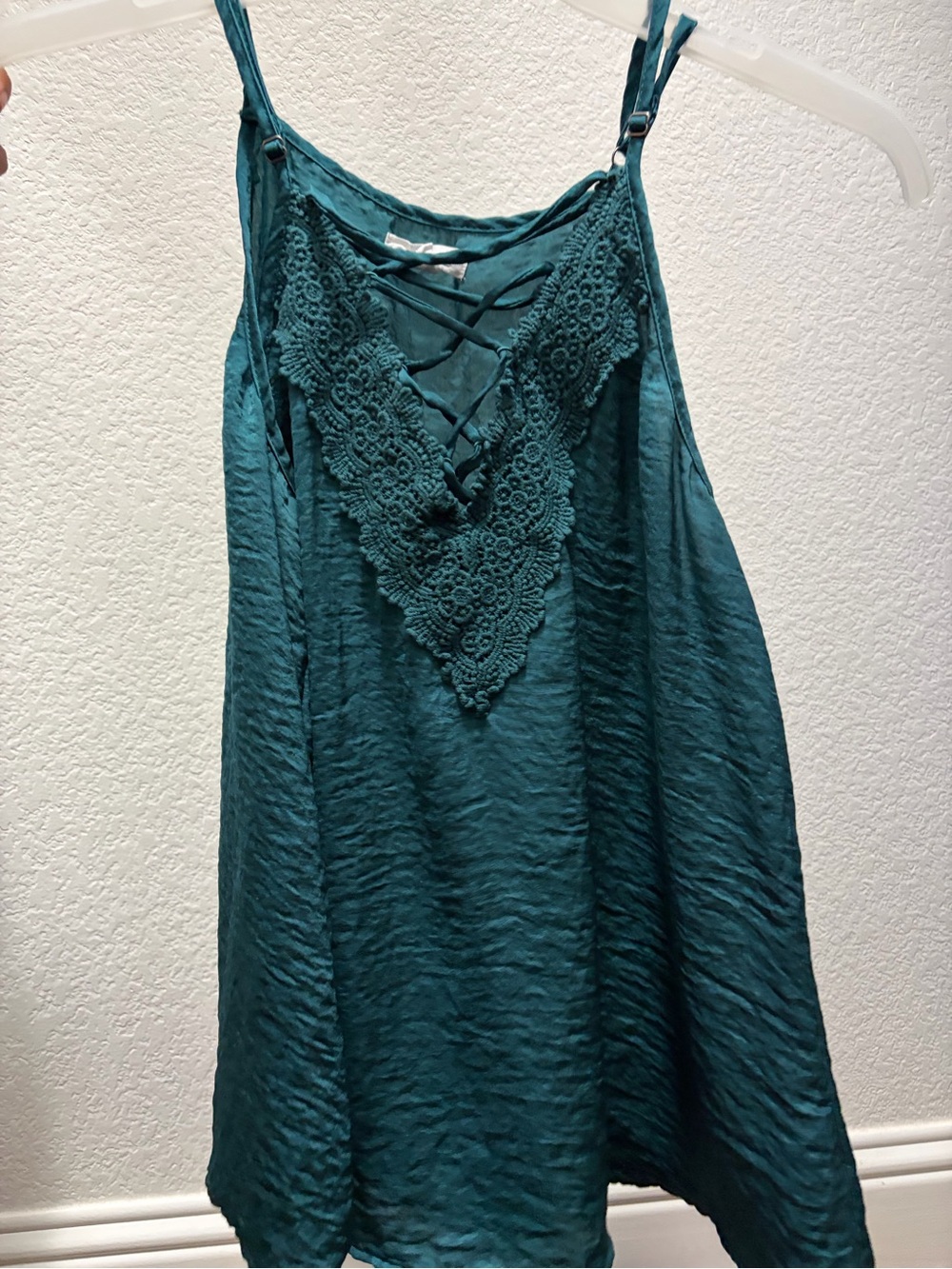 Teal Lace V-Neck Camisole Tank
